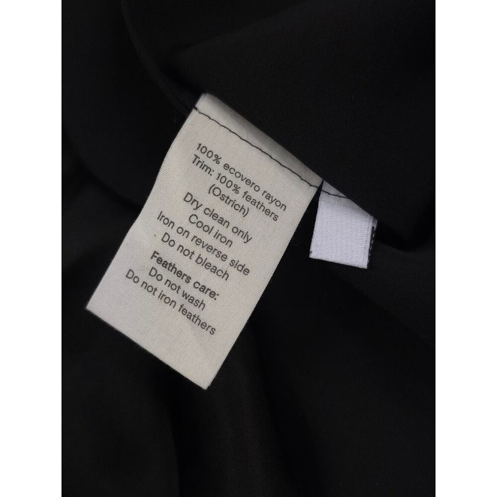 Sleeper Boheme Satin Midi Slip Dress Black Ostrich Feather Trim - Picture 10 of 12